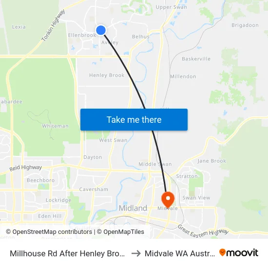 Millhouse Rd After Henley Brook Av to Midvale WA Australia map