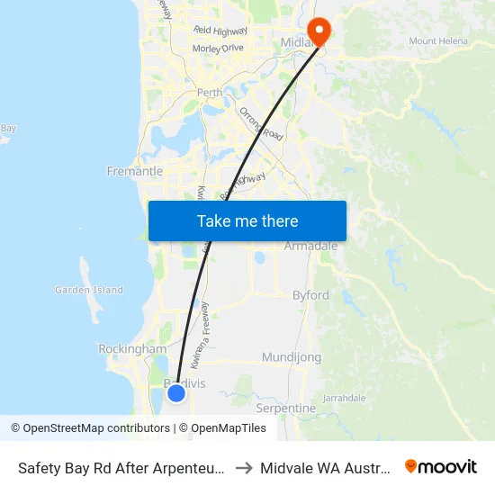 Safety Bay Rd After Arpenteur Dr to Midvale WA Australia map