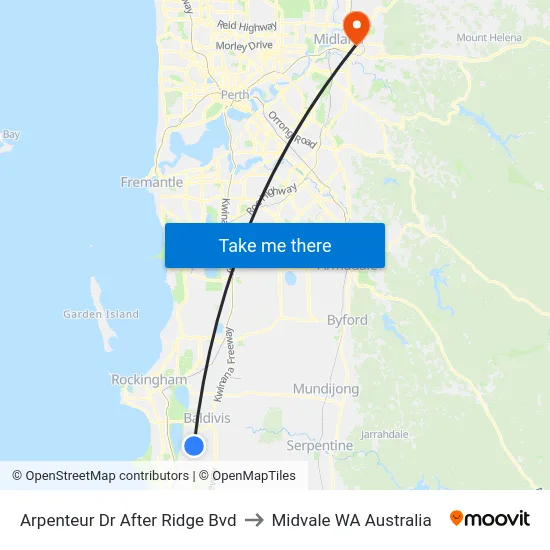 Arpenteur Dr After Ridge Bvd to Midvale WA Australia map