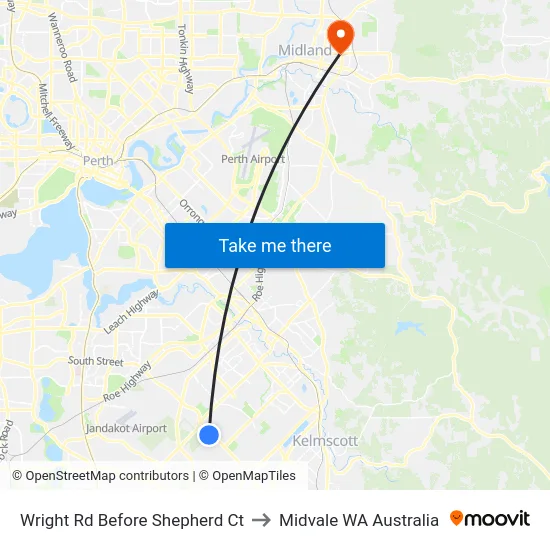 Wright Rd Before Shepherd Ct to Midvale WA Australia map