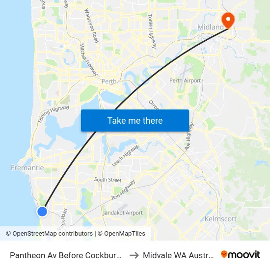 Pantheon Av Before Cockburn Rd to Midvale WA Australia map