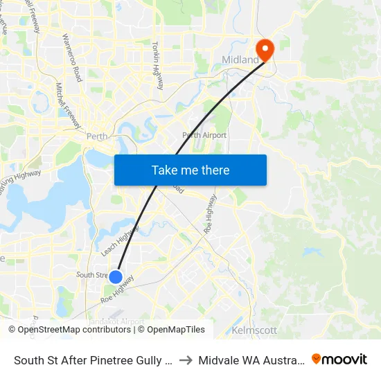 South St After Pinetree Gully Rd to Midvale WA Australia map