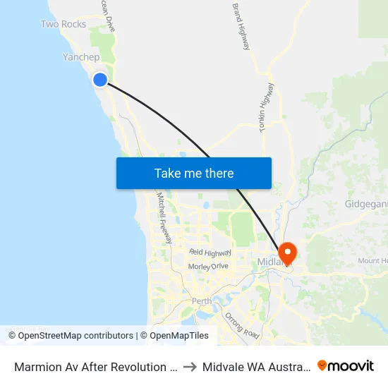Marmion Av After Revolution Av to Midvale WA Australia map