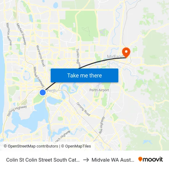 Colin St Colin Street South Cat Id 43 to Midvale WA Australia map