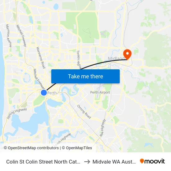 Colin St Colin Street North Cat Id 42 to Midvale WA Australia map