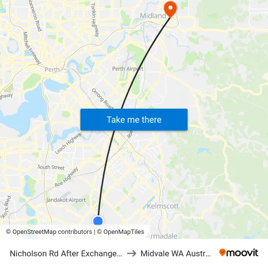 Nicholson Rd After Exchange Av to Midvale WA Australia map