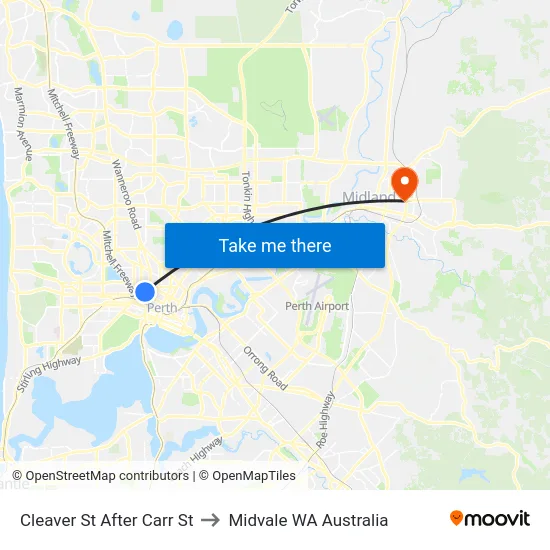 Cleaver St After Carr St to Midvale WA Australia map