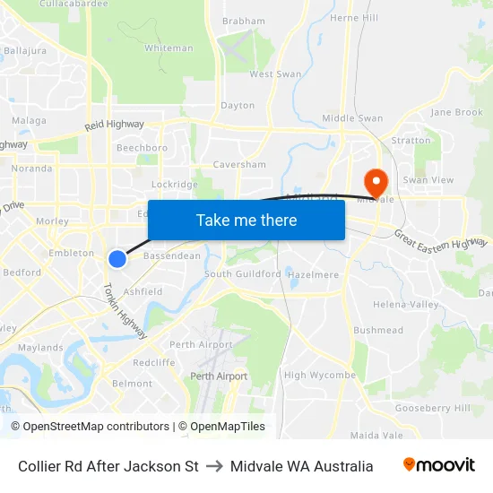 Collier Rd After Jackson St to Midvale WA Australia map