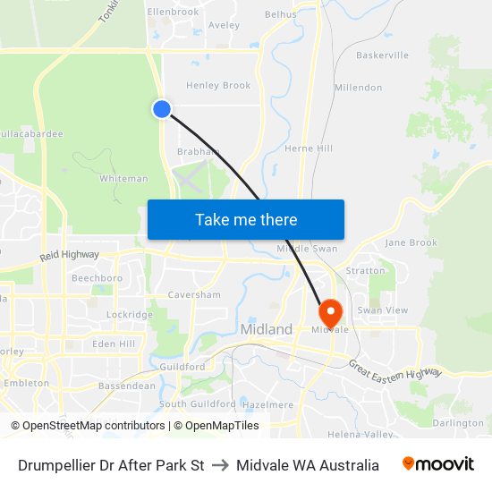 Drumpellier Dr After Park St to Midvale WA Australia map