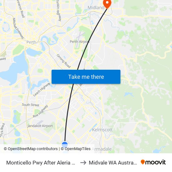 Monticello Pwy After Aleria Wy to Midvale WA Australia map