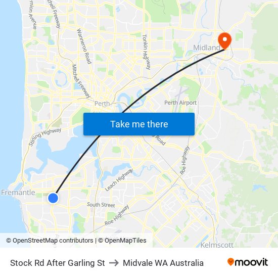 Stock Rd After Garling St to Midvale WA Australia map