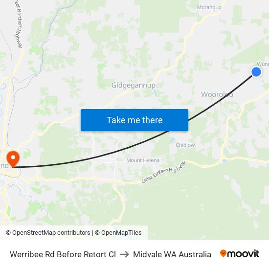 Werribee Rd Before Retort Cl to Midvale WA Australia map