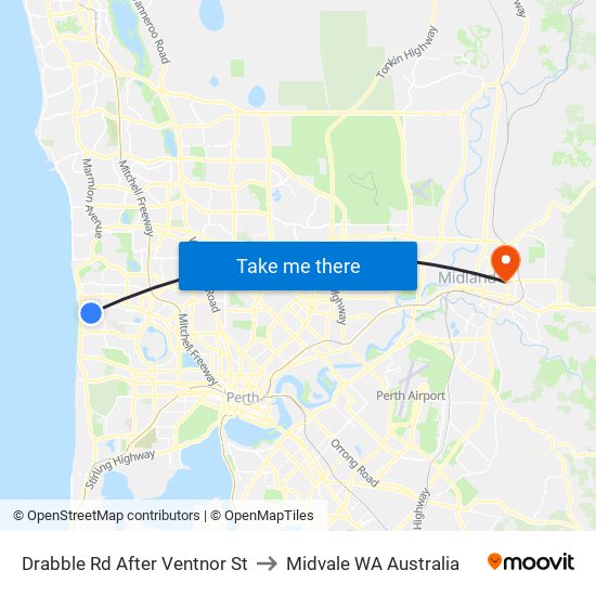 Drabble Rd After Ventnor St to Midvale WA Australia map
