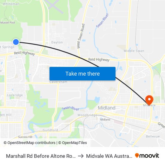 Marshall Rd Before Altone Road to Midvale WA Australia map