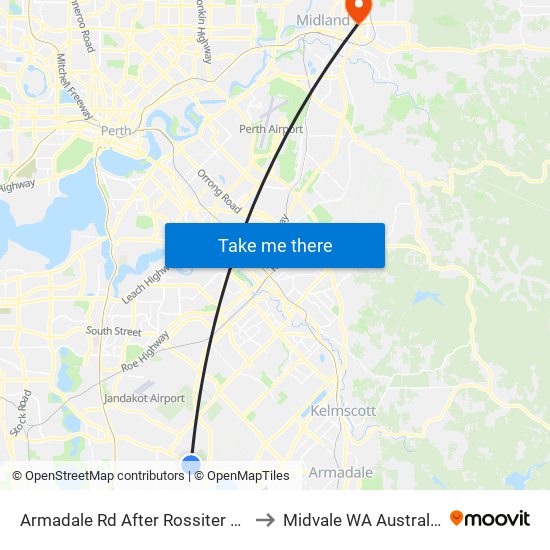 Armadale Rd After Rossiter Av to Midvale WA Australia map