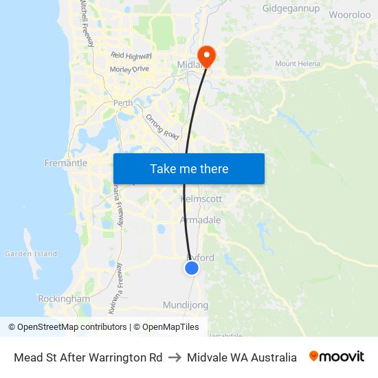 Mead St After Warrington Rd to Midvale WA Australia map