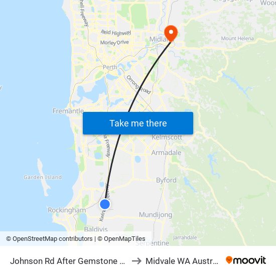 Johnson Rd After Gemstone Pde to Midvale WA Australia map