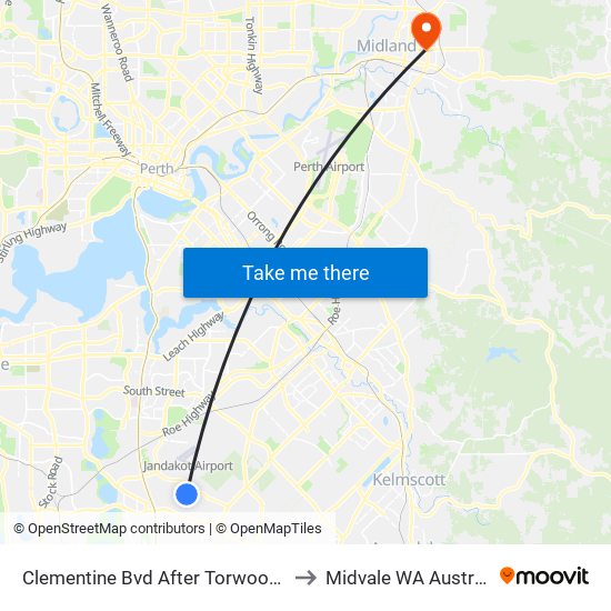 Clementine Bvd After Torwood Av to Midvale WA Australia map