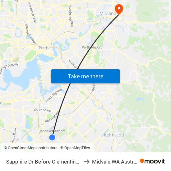 Sapphire Dr Before Clementine Bvd to Midvale WA Australia map