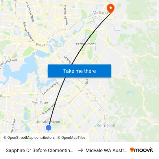 Sapphire Dr Before Clementine Bvd to Midvale WA Australia map