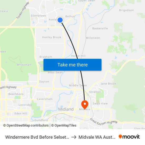 Windermere Bvd Before Selset Lane to Midvale WA Australia map