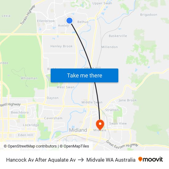 Hancock Av After Aqualate Av to Midvale WA Australia map