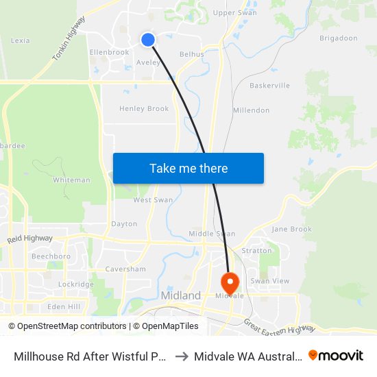 Millhouse Rd After Wistful Pde to Midvale WA Australia map