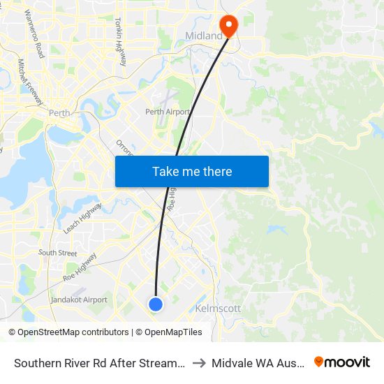 Southern River Rd After Streamside St to Midvale WA Australia map