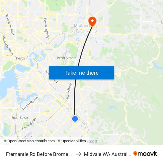 Fremantle Rd Before Brome St to Midvale WA Australia map