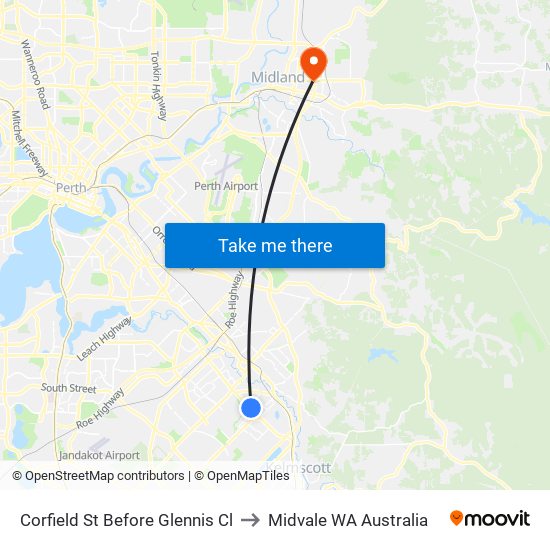 Corfield St Before Glennis Cl to Midvale WA Australia map