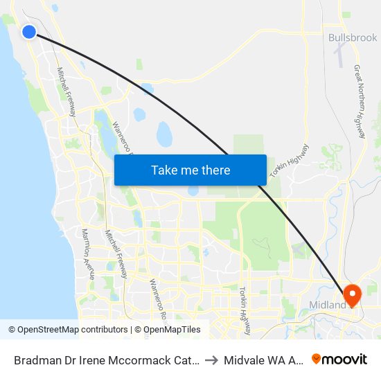 Bradman Dr Irene Mccormack Cath Coll Stand 2 to Midvale WA Australia map