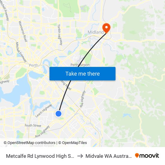 Metcalfe Rd Lynwood High Sch to Midvale WA Australia map