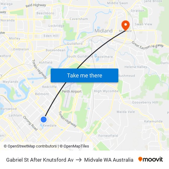 Gabriel St After Knutsford Av to Midvale WA Australia map