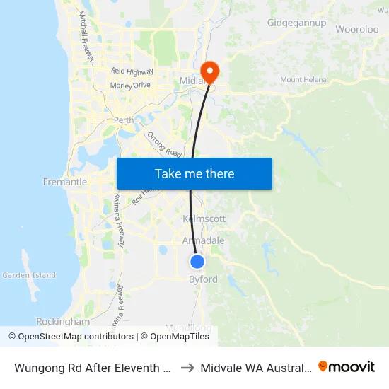 Wungong Rd After Eleventh Rd to Midvale WA Australia map