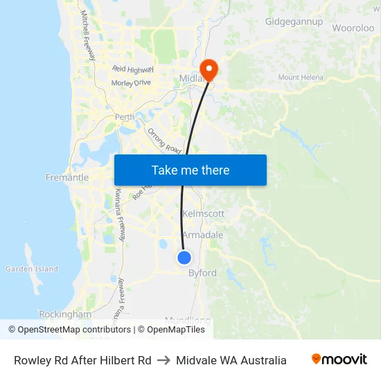 Rowley Rd After Hilbert Rd to Midvale WA Australia map