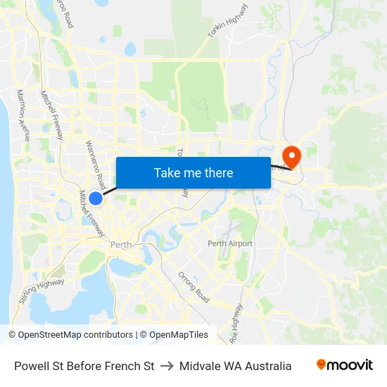 Powell St Before French St to Midvale WA Australia map