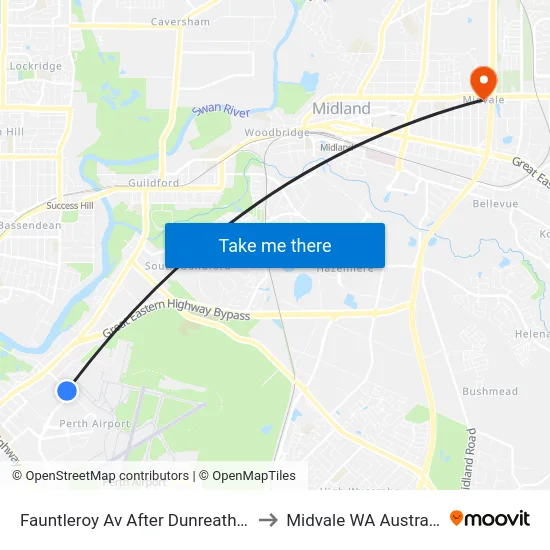 Fauntleroy Av After Dunreath Dr to Midvale WA Australia map