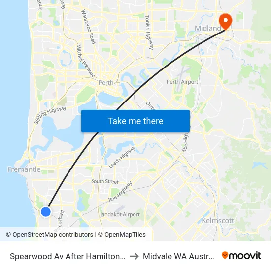 Spearwood Av After Hamilton Rd to Midvale WA Australia map