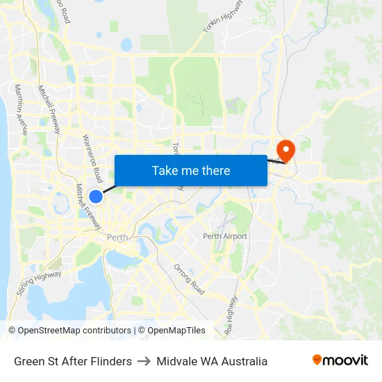 Green St After Flinders to Midvale WA Australia map