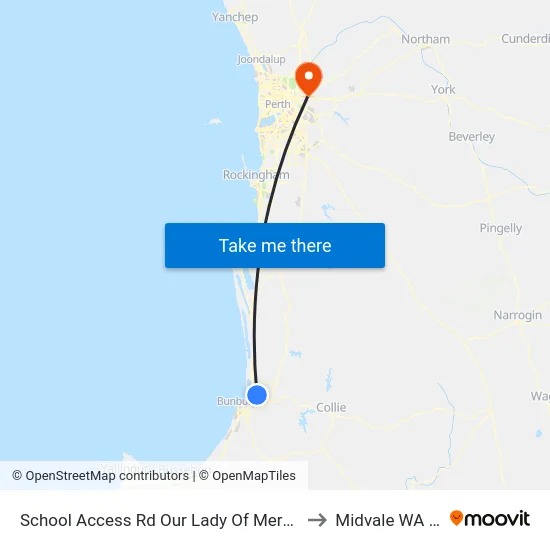 School Access Rd Our Lady Of Mercy College Australind to Midvale WA Australia map