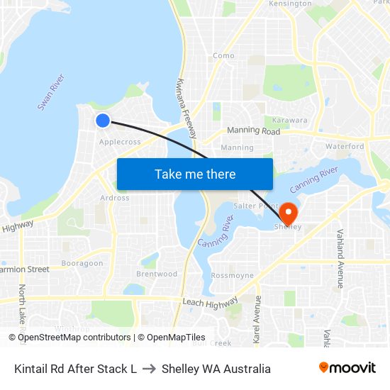 Kintail Rd After Stack L to Shelley WA Australia map