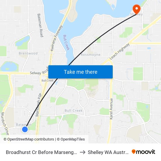 Broadhurst Cr Before Marsengo Rd to Shelley WA Australia map