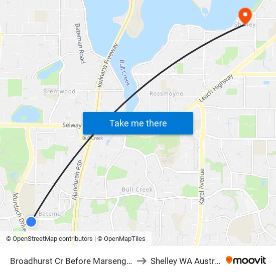 Broadhurst Cr Before Marsengo Rd to Shelley WA Australia map