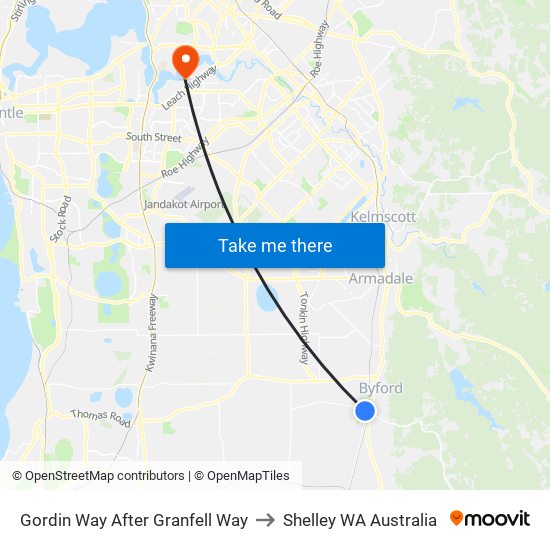 Gordin Way After Granfell Way to Shelley WA Australia map