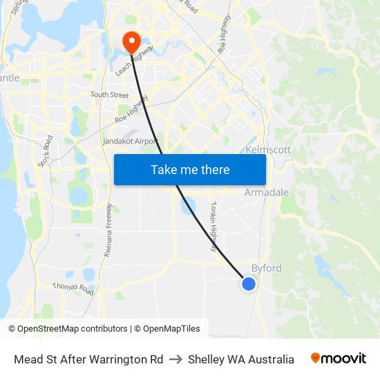 Mead St After Warrington Rd to Shelley WA Australia map