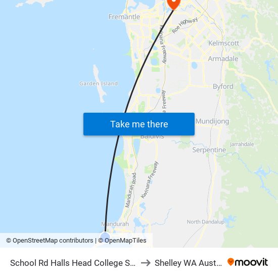 School Rd Halls Head College Stand 4 to Shelley WA Australia map