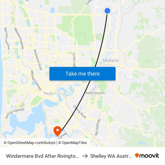 Windermere Bvd After Rivington Ent to Shelley WA Australia map
