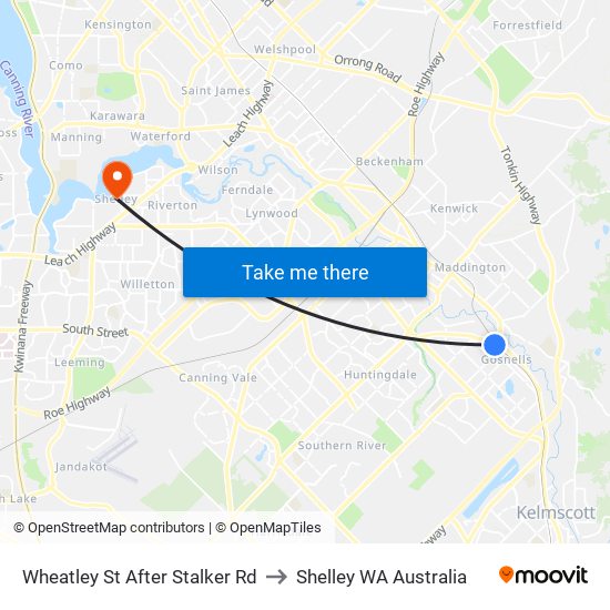 Wheatley St After Stalker Rd to Shelley WA Australia map