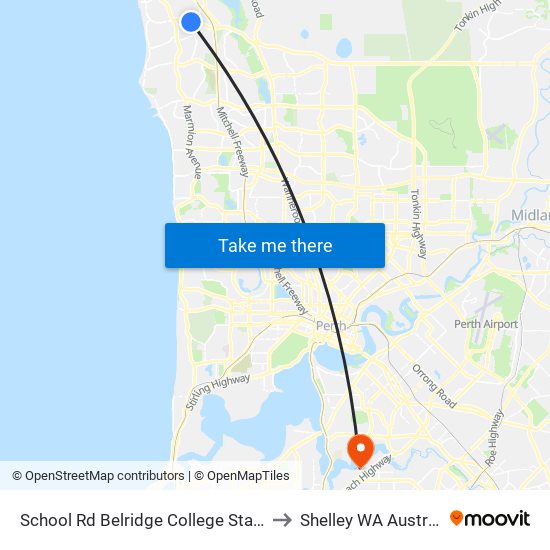 School Rd Belridge College Stand 3 to Shelley WA Australia map