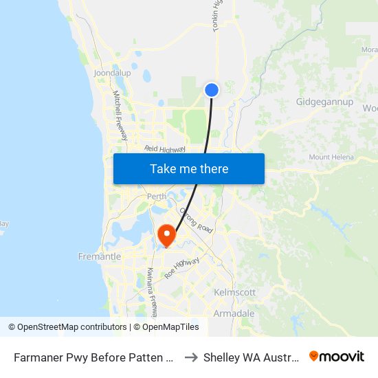 Farmaner Pwy Before Patten Way to Shelley WA Australia map